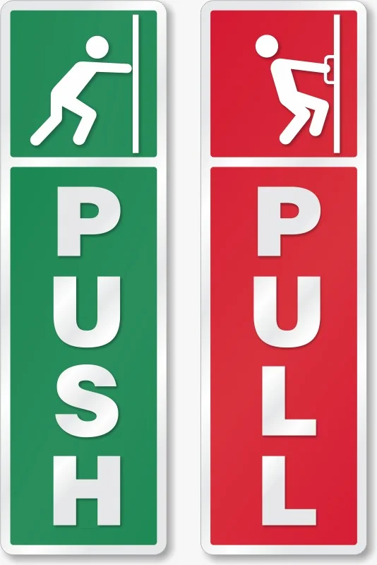 self adhesive push pull sticker